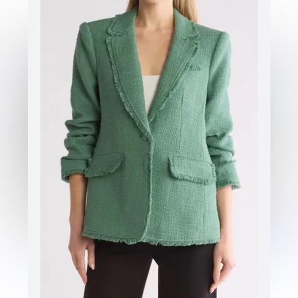 Cinq a Sept Khloe Frosted Spruce Green Boucle Women's Blazer W/ flaw - Picture 1 of 7